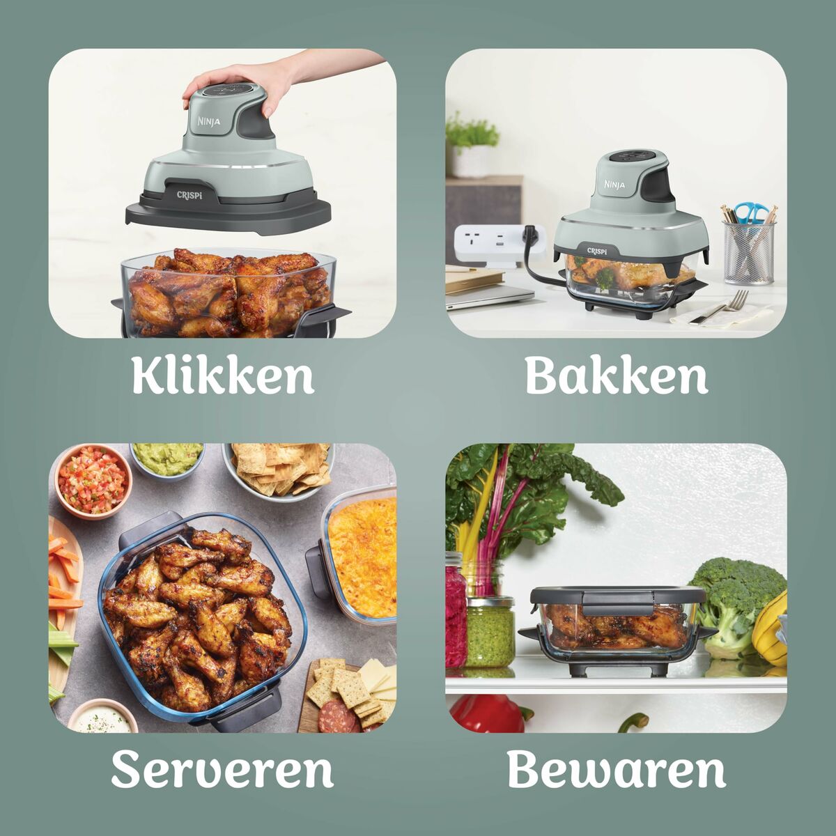 Heißluftfritteuse NINJA CRISPI grün 1700 W 3,8 L