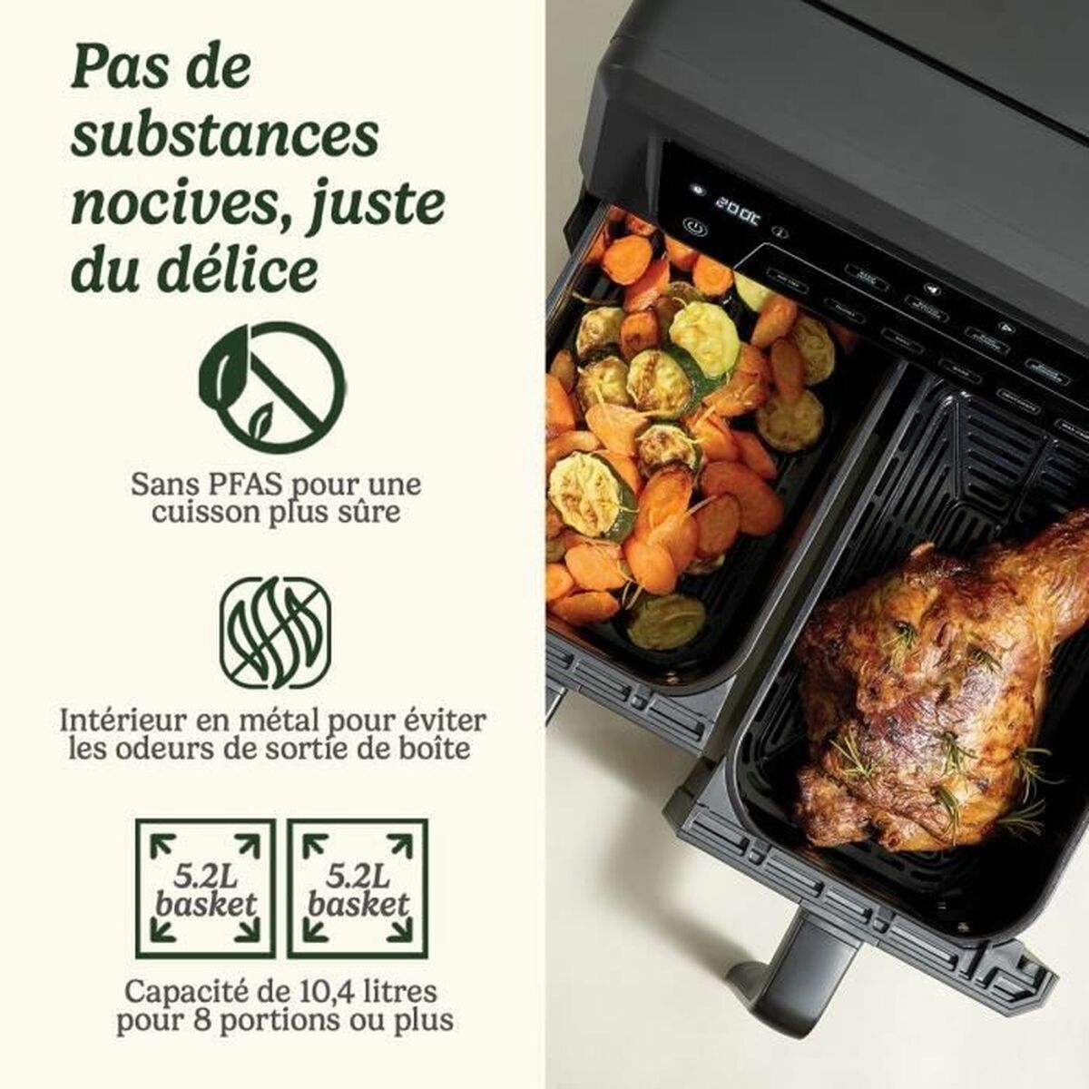 Heißluftfritteuse Cuisinart Schwarz 2400 W