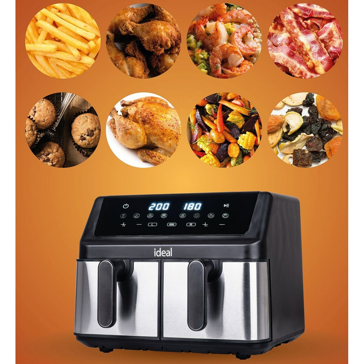Heißluftfritteuse Eldom IK1500 dualcrisp Schwarz 2000 W 9 L
