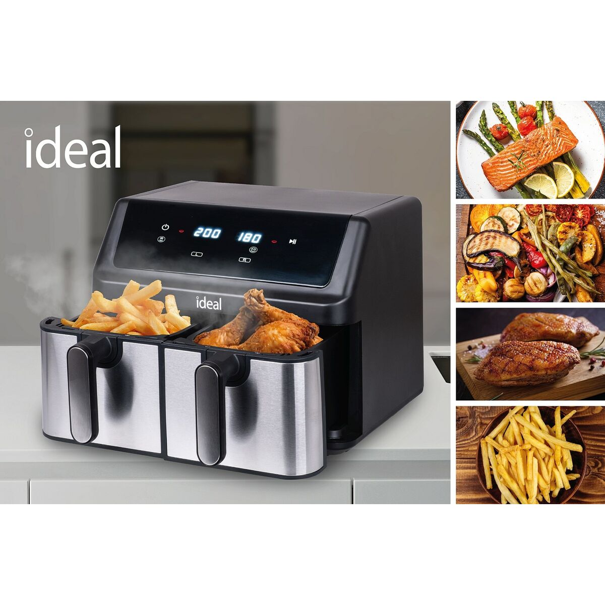 Heißluftfritteuse Eldom IK1500 dualcrisp Schwarz 2000 W 9 L