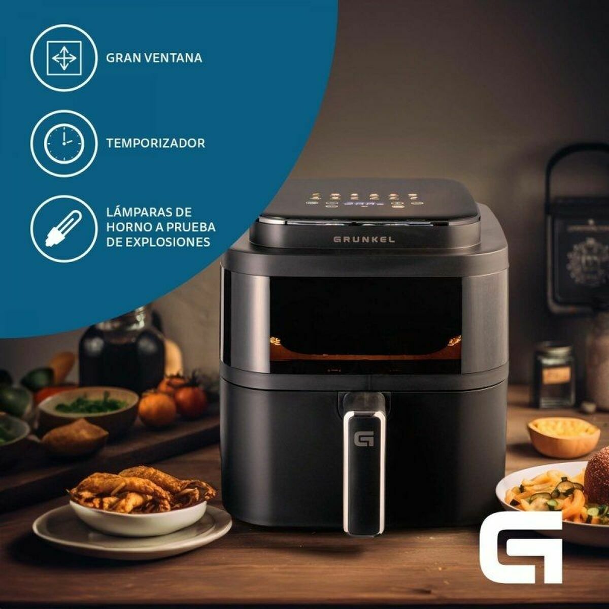 Heißluftfritteuse Grunkel Schwarz 1400 W 6 L