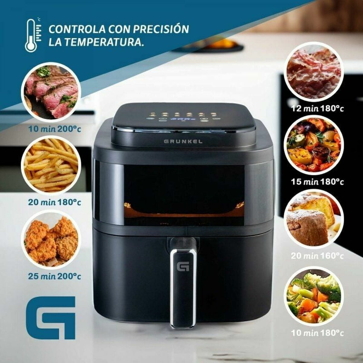 Heißluftfritteuse Grunkel Schwarz 1400 W 6 L