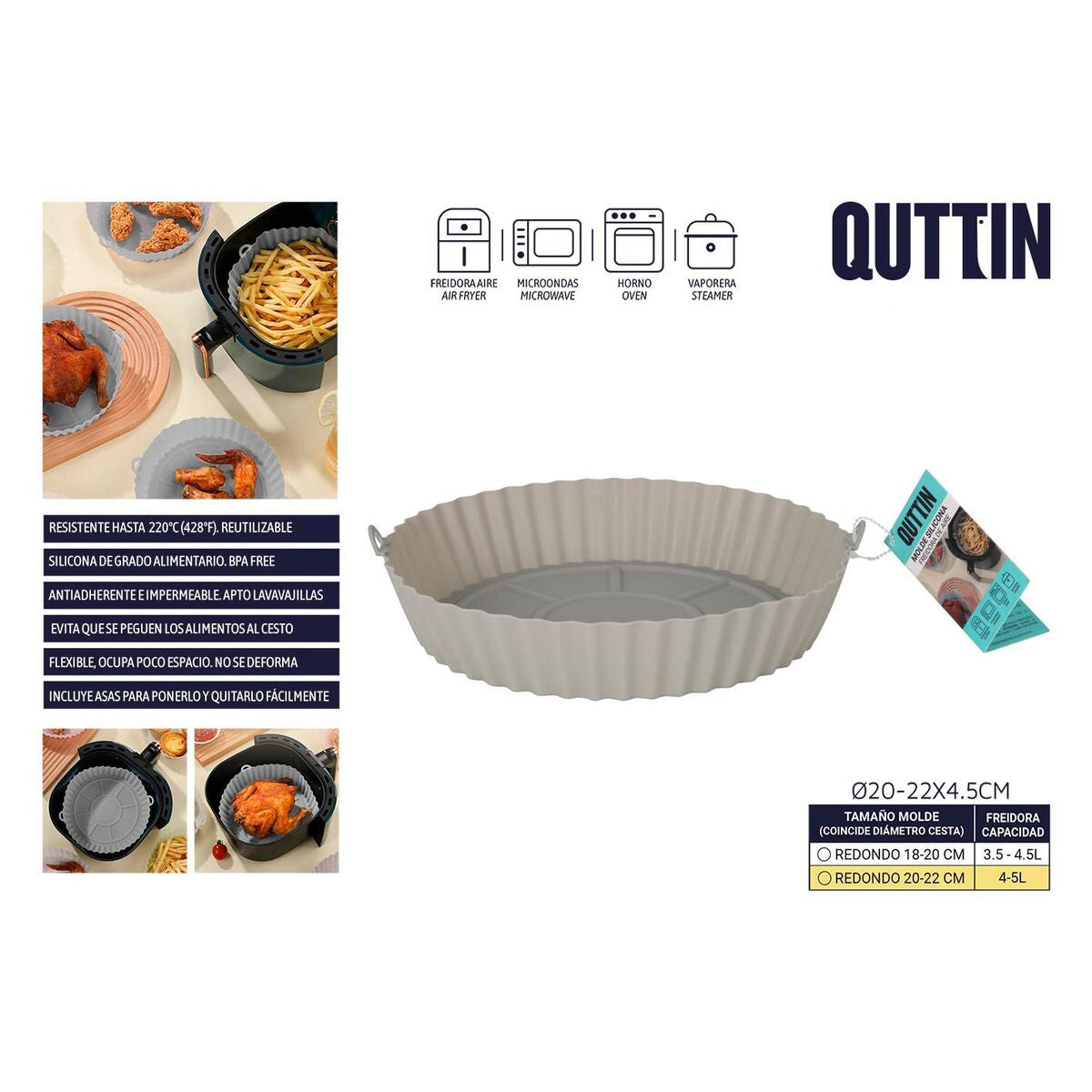 Ofenpfanne Quttin AIR FRYER 22 x 22 x 5 cm (24 Stück)